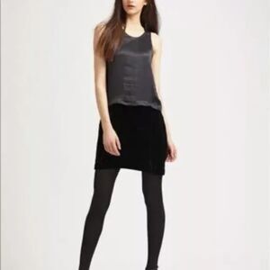 Theory Sz 10 Shamia C Silk Crushed Velvet Scoop Neck Black Sleeveless Dress